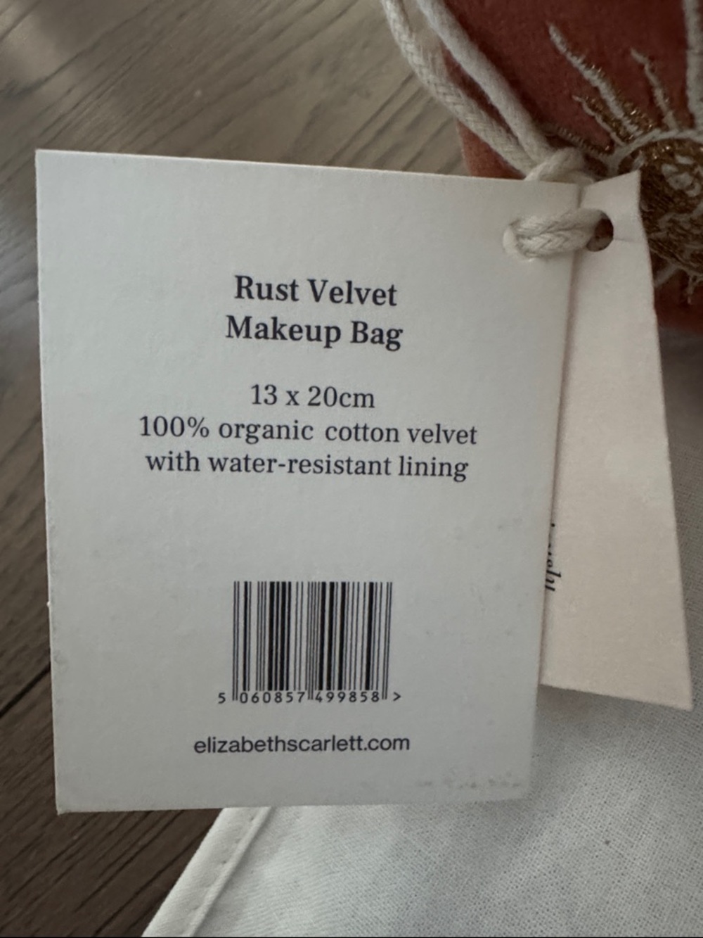 Elizabeth Scarlett Sun Goddess Embroidered Rust Velvet Makeup Bag - Picture 6 of 6